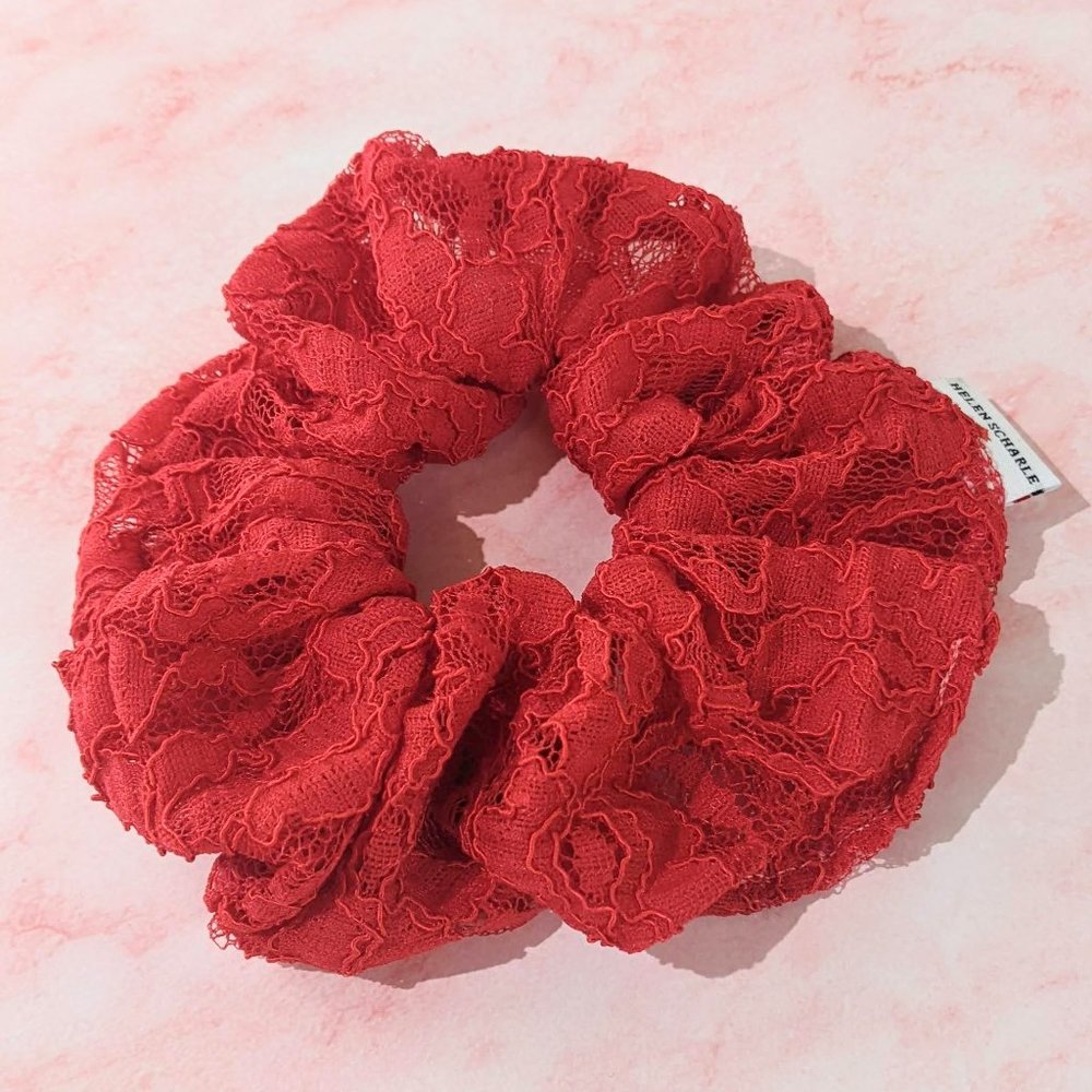 Red Lace Scrunchie 6.5 inch Handmade